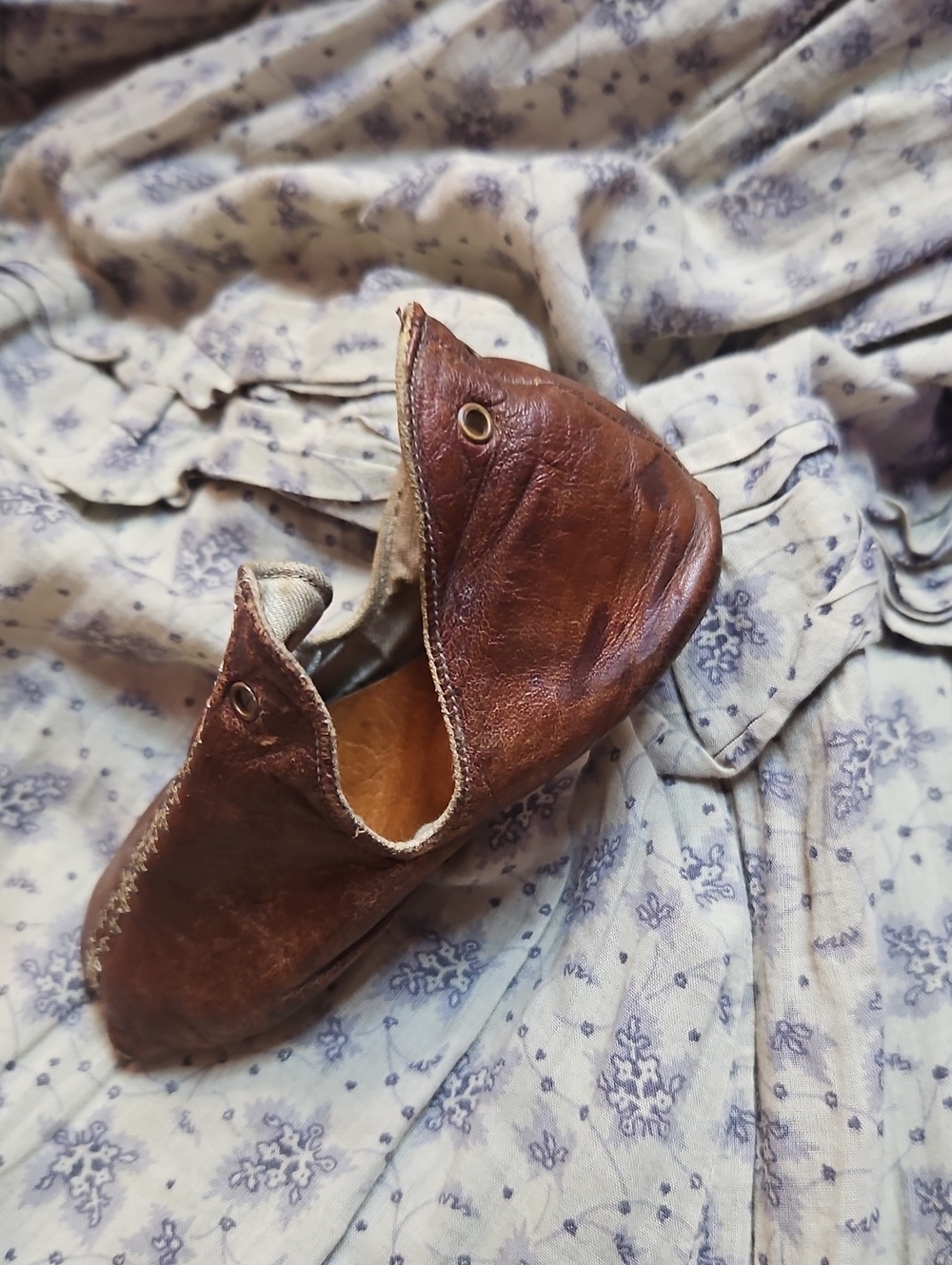 Antique 1800s one hundred year old handmade baby bootie moccasin Shoe